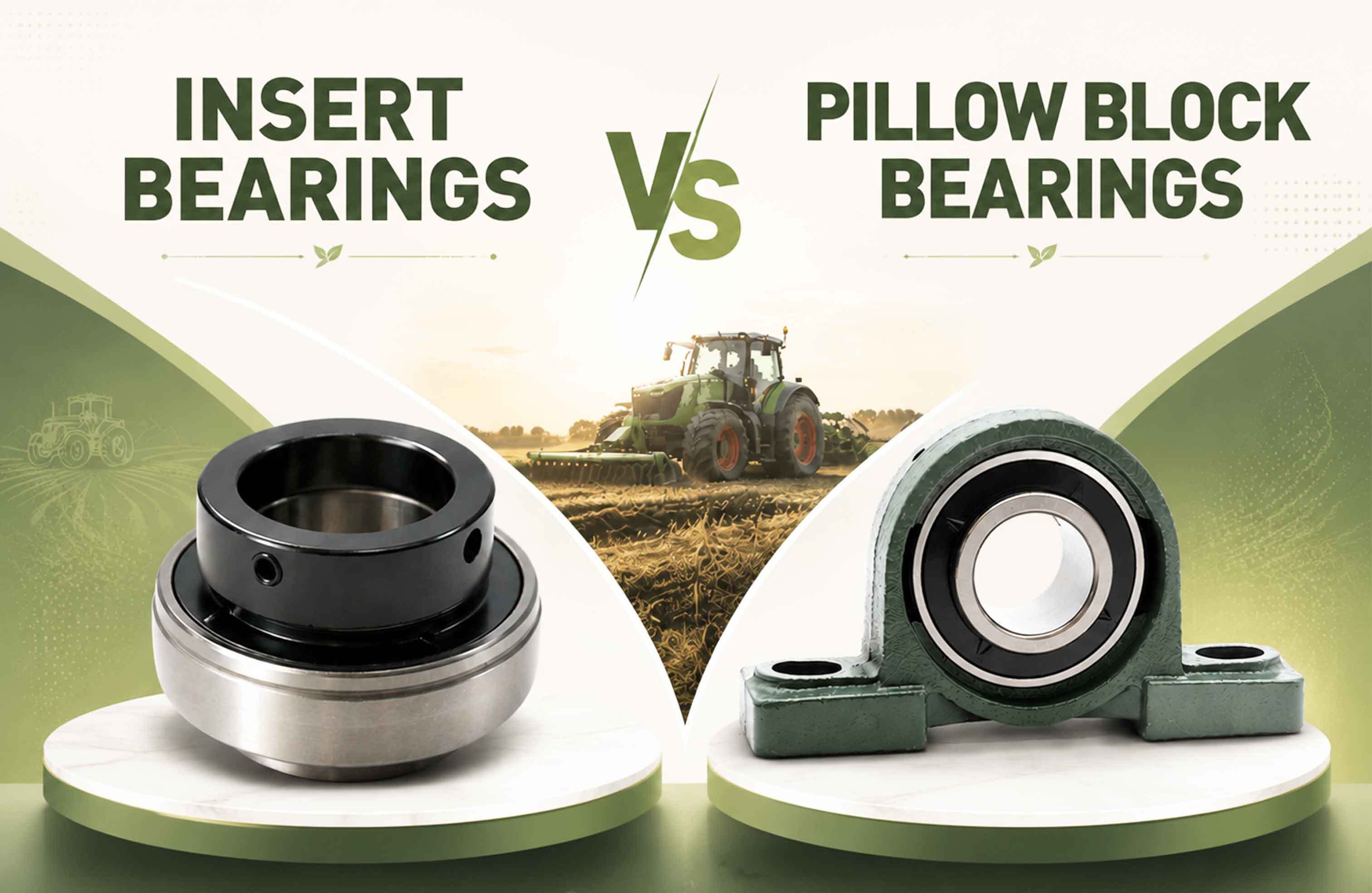 Últimos blogs de la empresa sobre Insert Bearings vs Pillow Block Bearings: Complete Guide for Agricultural Machinery