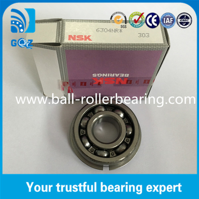 Lubricación de grasa NSK 6304NR Rodamiento de bolas de ranura profunda con anillo de barrido de tipo abierto Diámetro interno 20 mm